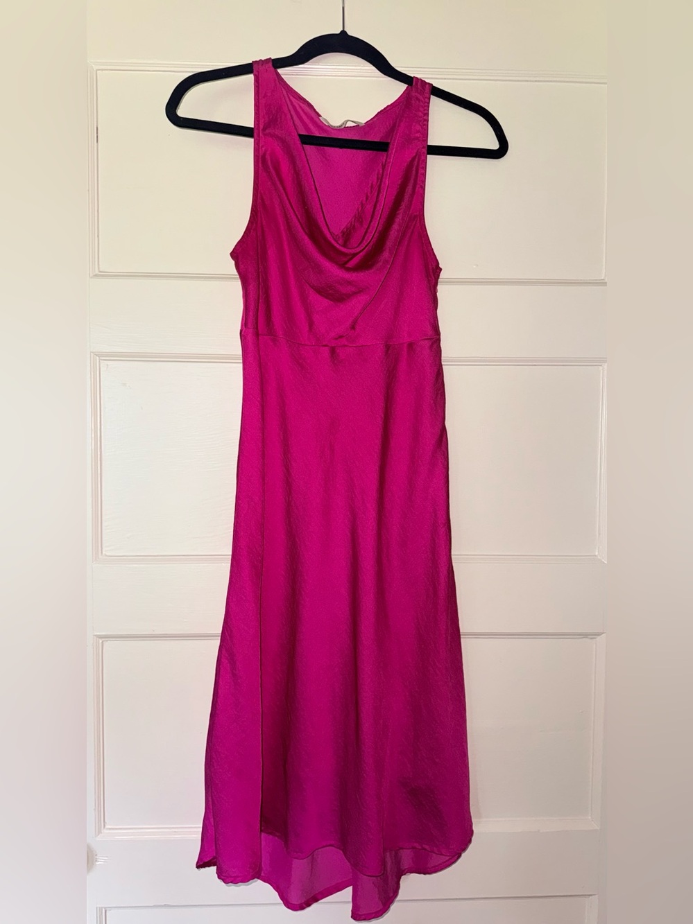 Old Navy Fuchsia Sleeveless Cowl Neck Satin Midi Dress